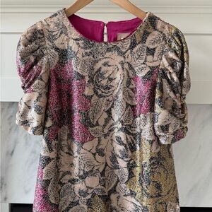 Anthropologie Pink Puff Sleeve Sheath Top